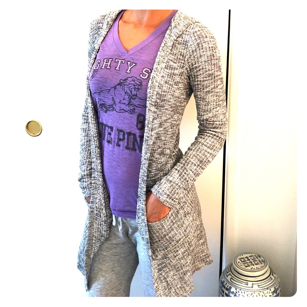 Heather grey hooded cardigan